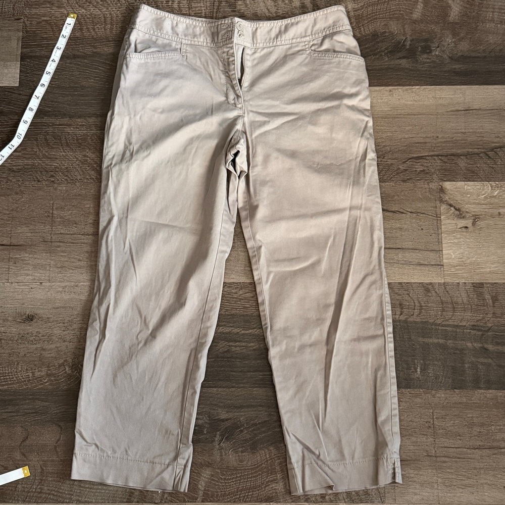 LOFT Ann Khaki Cotton & Spandex Blend Cropped Trousers Size 6P